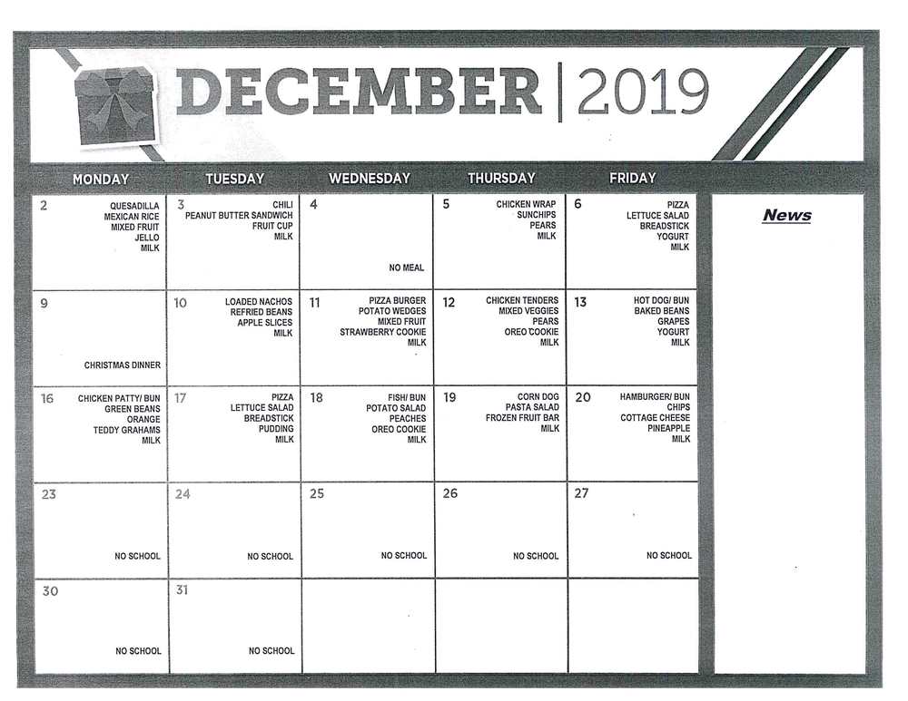 2019 December - BHJH/BHRA Menu