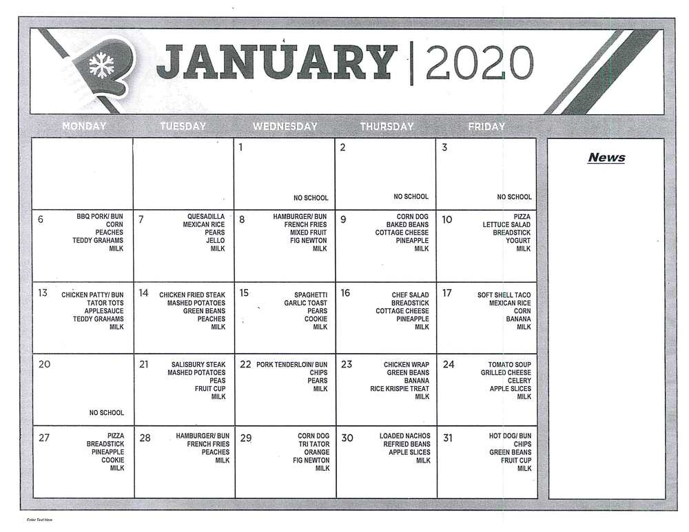 January 2020 - BHJH - BHRA Menu