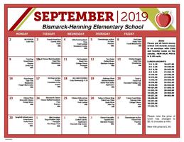 September 2019 BHES Menu