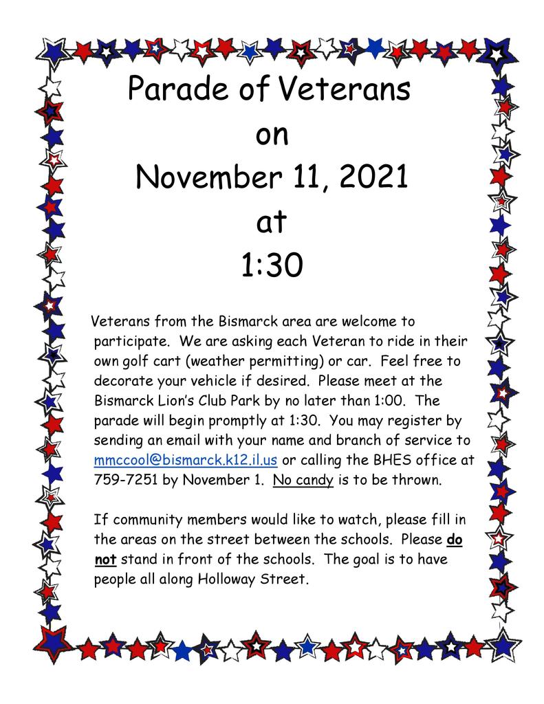 Parade of Veterans Information
