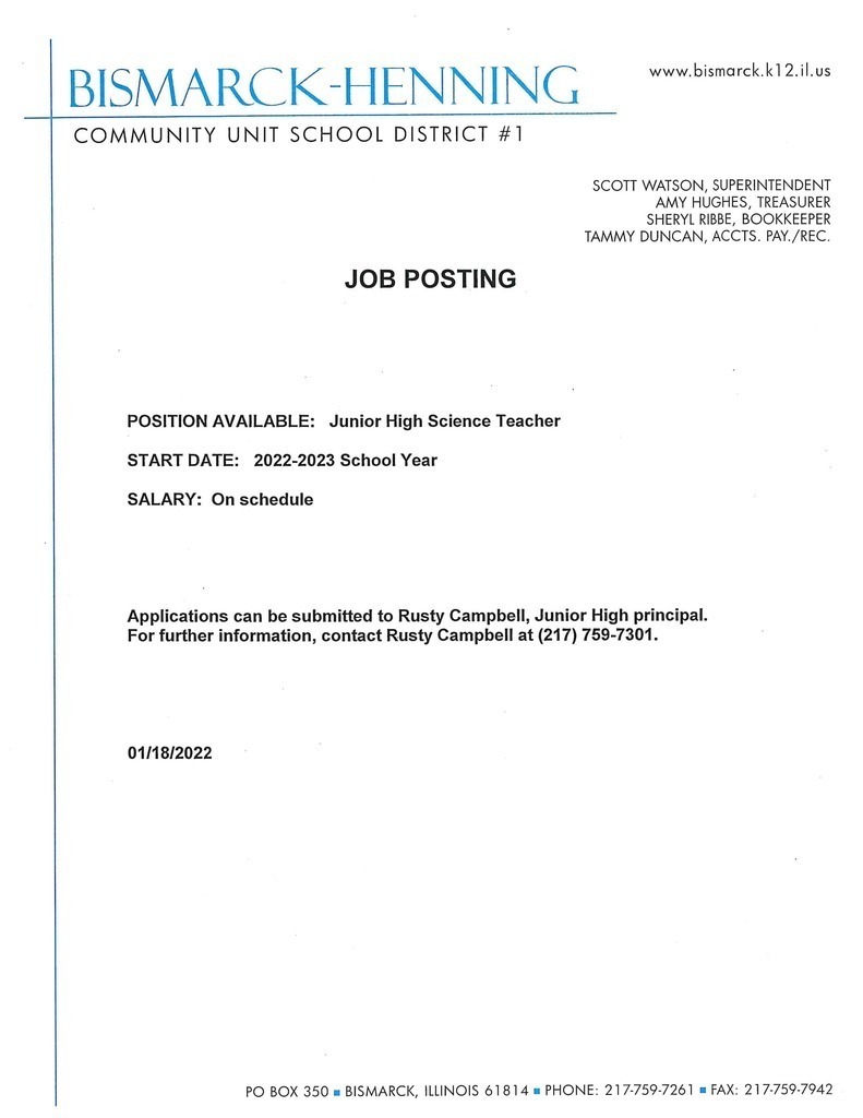 Science Teacher Wanted